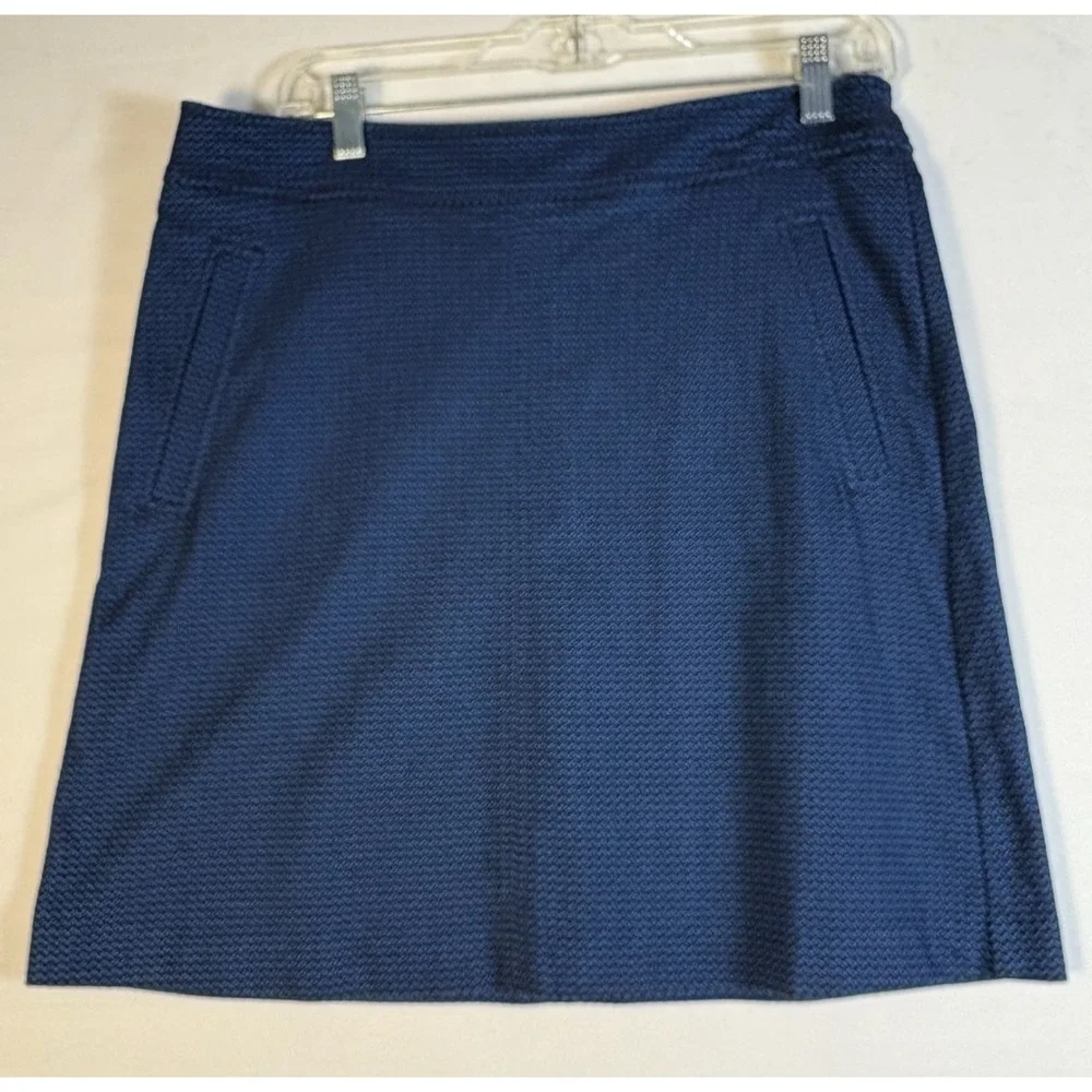 Loft womens skirt blue/black geometric aline‎ preppy size 10